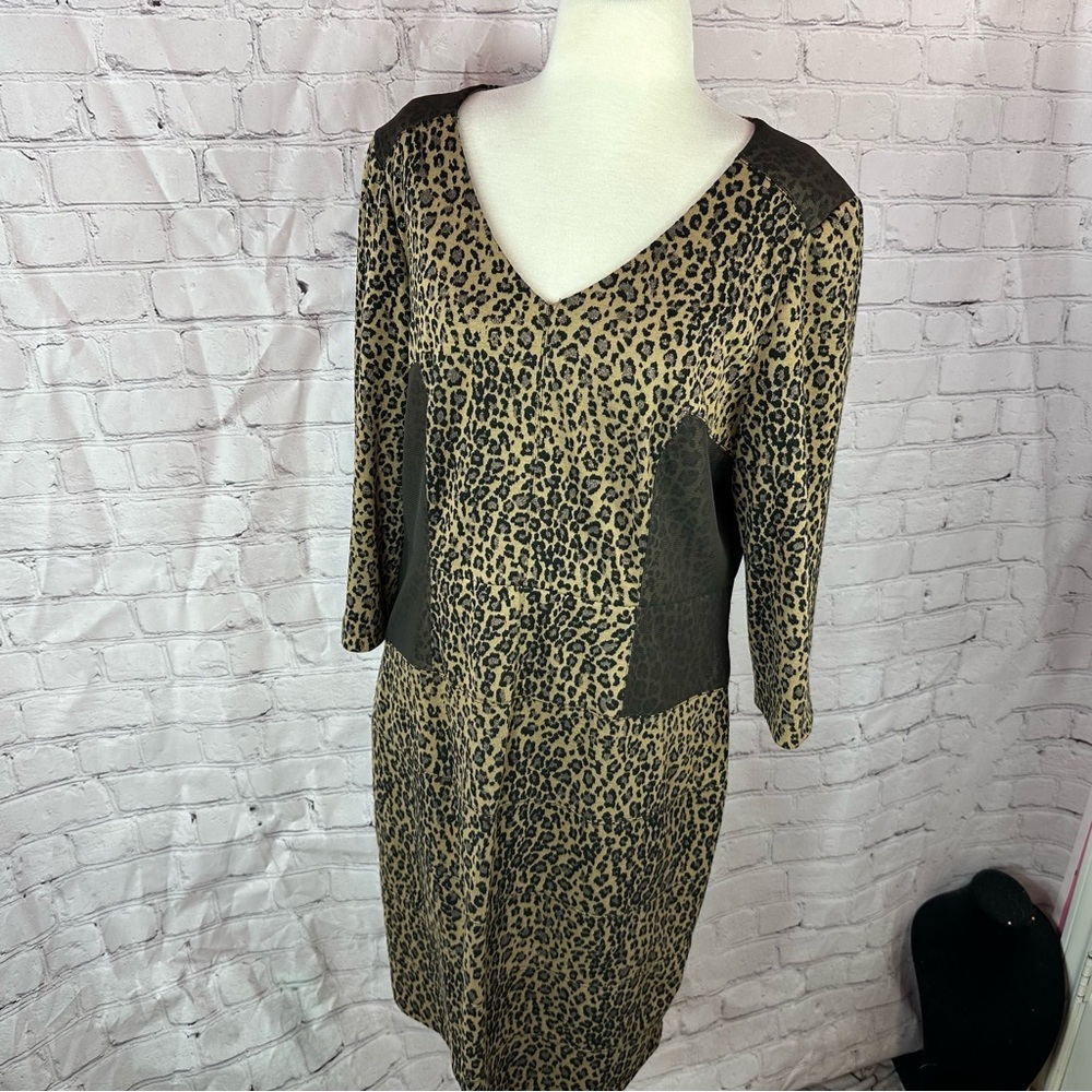 ANTONIO MELANI Animal Print Dress womens 14 leopard statement bold contrast